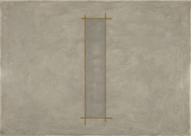 Stesure, 1975, cemento, collante e nastro su carta, cm 70x100